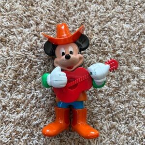 Vintage Disney Cowboy Mickey Mouse Strum'n Guitar Player Wind Up Movement Toy